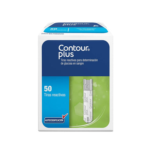 Contour Plus Tiras Reactivas Para Determinación De Glucosa En Sangre De 50´S, Color, 50 Count, Pack Of/Paquete De