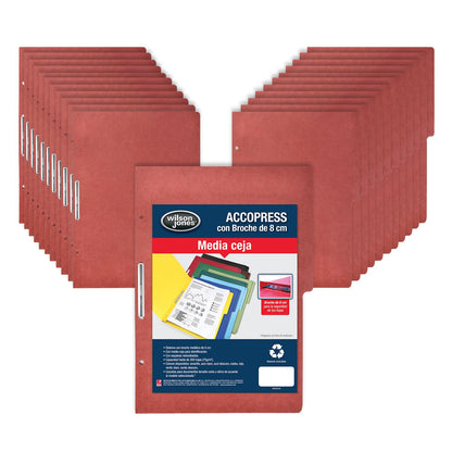 Wilson Jones/Carpeta Accopress Folder con Broche de 8 cm. 300 Hojas. Caoba 140 pzas. Oficio. P4566
