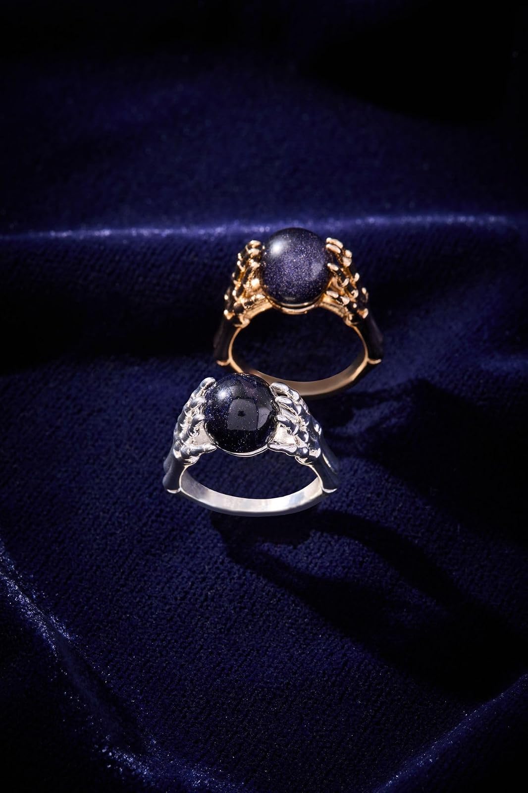 Alex and Ani - Anillo de bola de vidrio, sin níquel, elegante pieza de declaración, tamaño 7, anillo grueso hecho a mano de estilo gótico