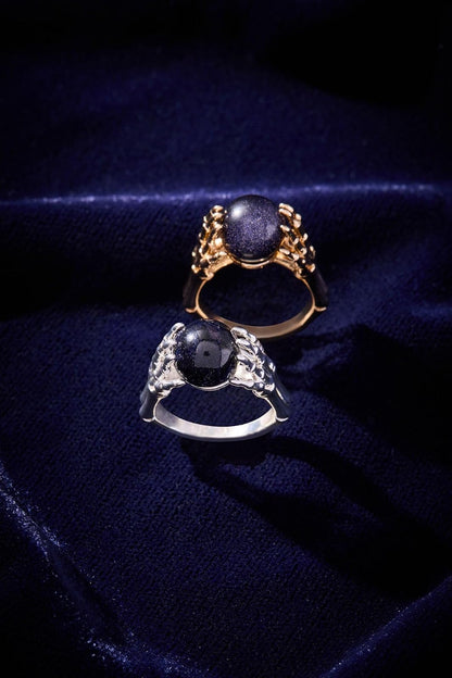 Alex and Ani - Anillo de bola de vidrio, sin níquel, elegante pieza de declaración, tamaño 7, anillo grueso hecho a mano de estilo gótico