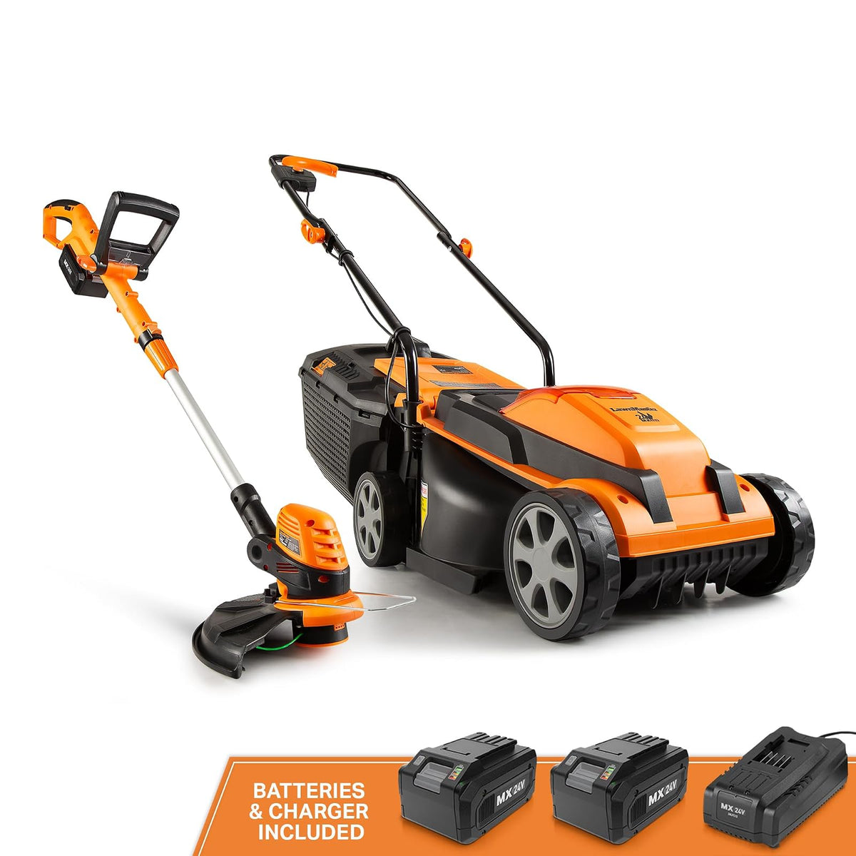 LawnMaster 20VMWGT 24V MAX 33 cm Cortacésped y cortacésped 25.4 cm Combo con 2 baterías de 4.0Ah y Cargador