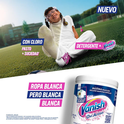 Vanish Quitamanchas Desinfectante en Polvo color Blanco 450g (Paquete de 2)