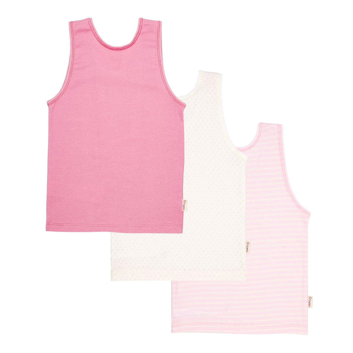 Baby Creysi Paquete de 3 Camisetas Sin Manga para Niña de Algodón con Tejido Calado