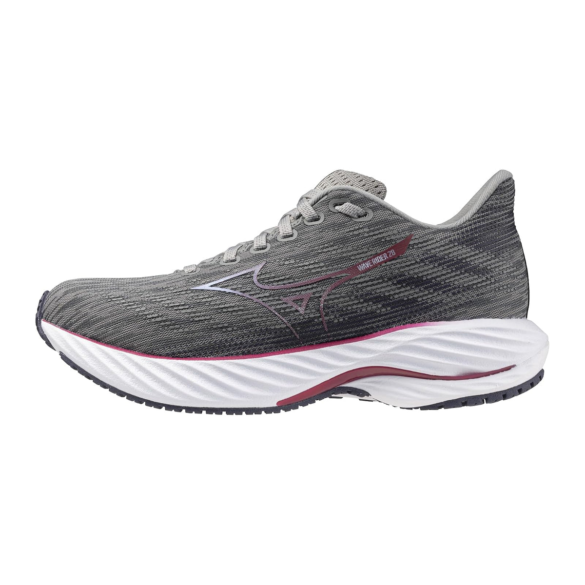 Mizuno Wave Rider 28 - Tenis de Correr para Mujer - 24.0 cm B - Ultimate Grey-Cosmo Chrome