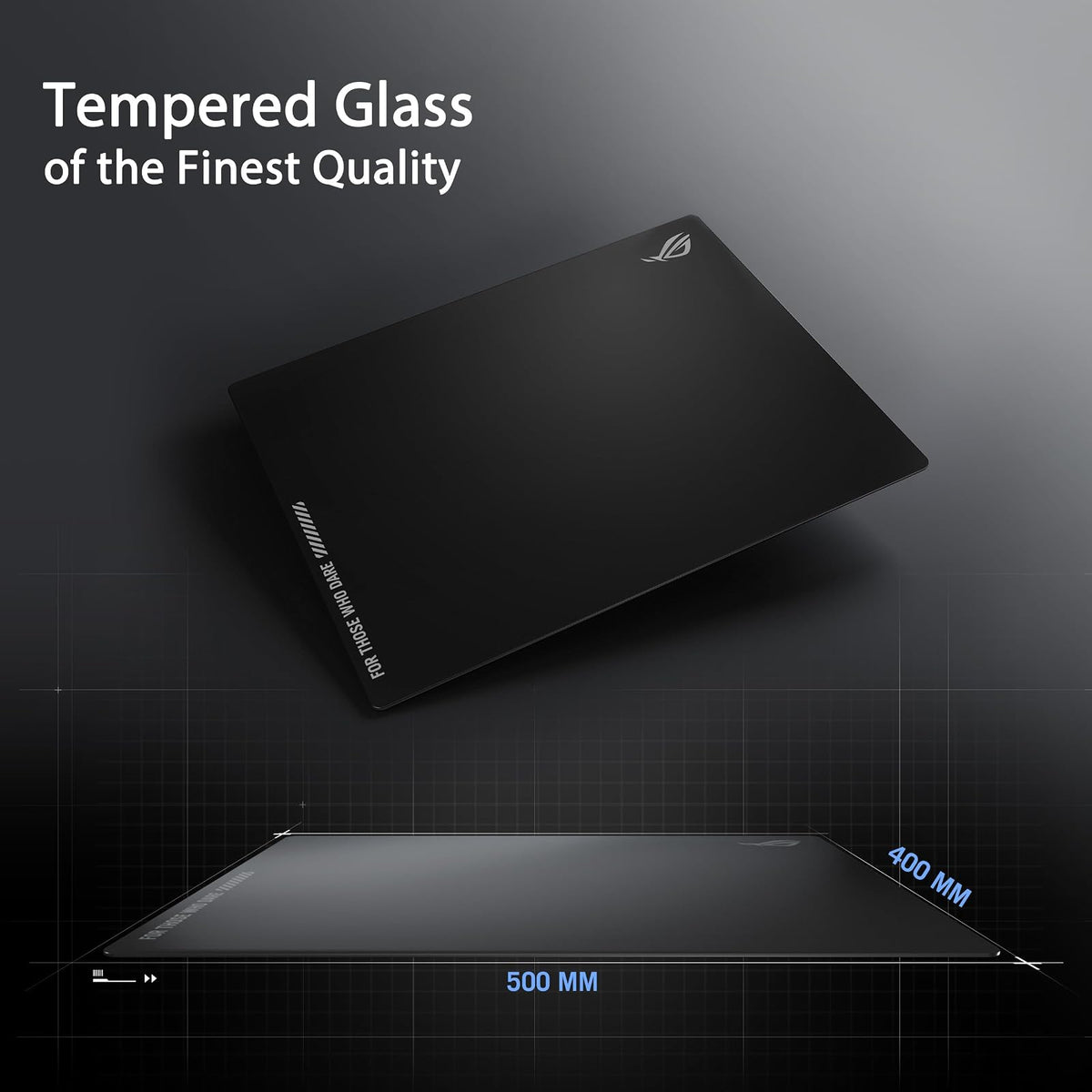 ASUS ROG NH04 ROG Moonstone Ace - Alfombrilla para Mouse para Juegos, 19.7 x 15.7 x 0.16 Pulgadas, tamaño Grande, Superficie Ultra húmeda, Vidrio Templado, Deportes electrónicos y Juegos FPS, Color
