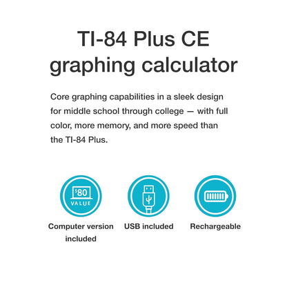 Texas Instruments - Calculadora Gráfica A Color Ti-84 Plus Ce, Negra, 7.5 Pulgadas