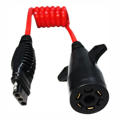 MAXXHAUL Adaptador de Enchufe de Remolque de 7 Vías Redondo a 4 Vías Plano 70086, 45.7-91.4 cm, Rojo