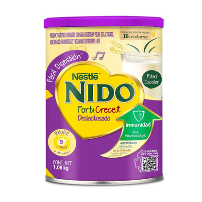 NIDO FortiCrece Deslactosado en Polvo, Lata de 1.08 kg