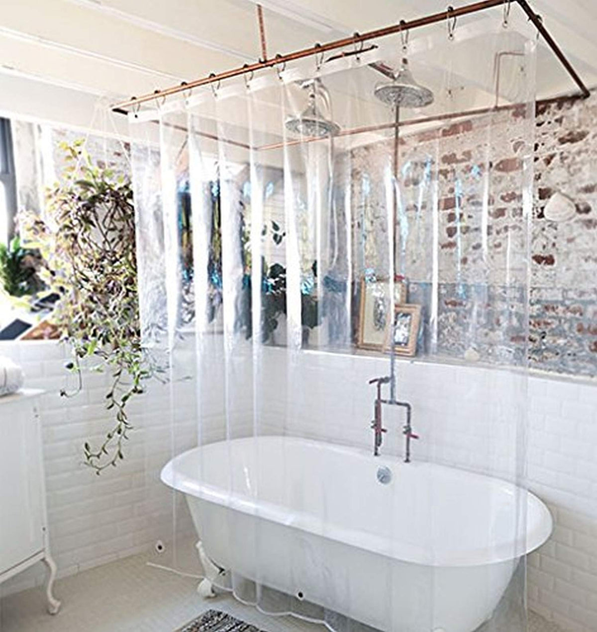 Elegant Comfort - Cortina de Ducha Transparente Resistente al Agua, de 72 x 72 Pulgadas de Largo, Forro de Ducha para baño con 3 imanes Inferiores y Ojales a Prueba de óxido