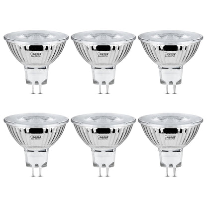 Feit Electric BPEXN/930CA/6 6.6 W 50 W Equivalente a 500 lúmenes MR16 GU5.3, 2 pulgadas de alto x 2 pulgadas de profundidad, 3000 K blanco brillante, 6 piezas