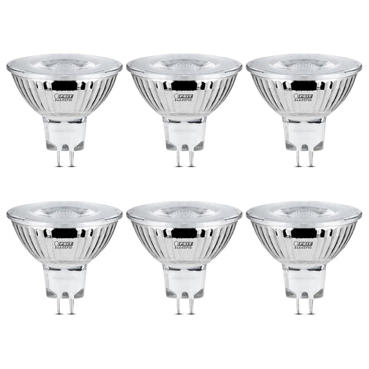 Feit Electric BPEXN/930CA/6 6.6 W 50 W Equivalente a 500 lúmenes MR16 GU5.3, 2 pulgadas de alto x 2 pulgadas de profundidad, 3000 K blanco brillante, 6 piezas