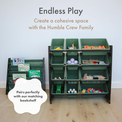Humble Crew - Organizador de Almacenamiento de Juguetes para niños con 12 contenedores de plástico, Camuflaje, contenedores extraíbles para Sala de Juegos, recámara, Muebles para niños y niñas de