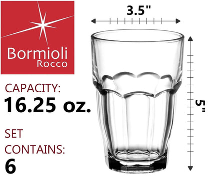 Bormioli Rocco Rock Bar 16-1/4-Ounce Stackable Beverage Glasses, Set of 6
