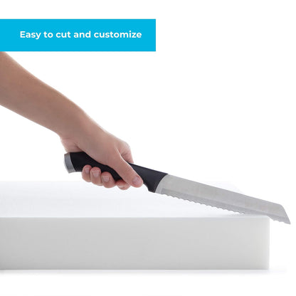 Linenspa LS4247225UF - Cojín de espuma de alta densidad, ideal para sillas, sofás, cabeceros y proyectos de bricolaje, Blanco, 3" x 24" x 72", 1