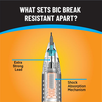 BIC - Lápices mecánicos resistentes a la rotura con , n.º Paquete de 2 lápices de punta media (0,7 mm), 12 unidades para suministros escolares u oficina