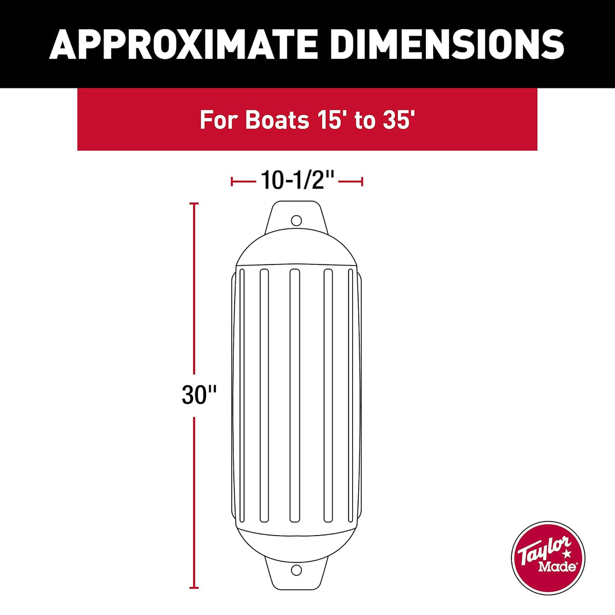 Taylor Made Products Defensar para barco, inflable, Blanco, 10.5" x 30"