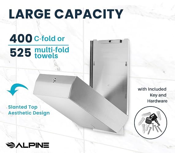 Alpine Industries - Dispensador de Toallas de Papel, Mediano, Acero Inoxidable