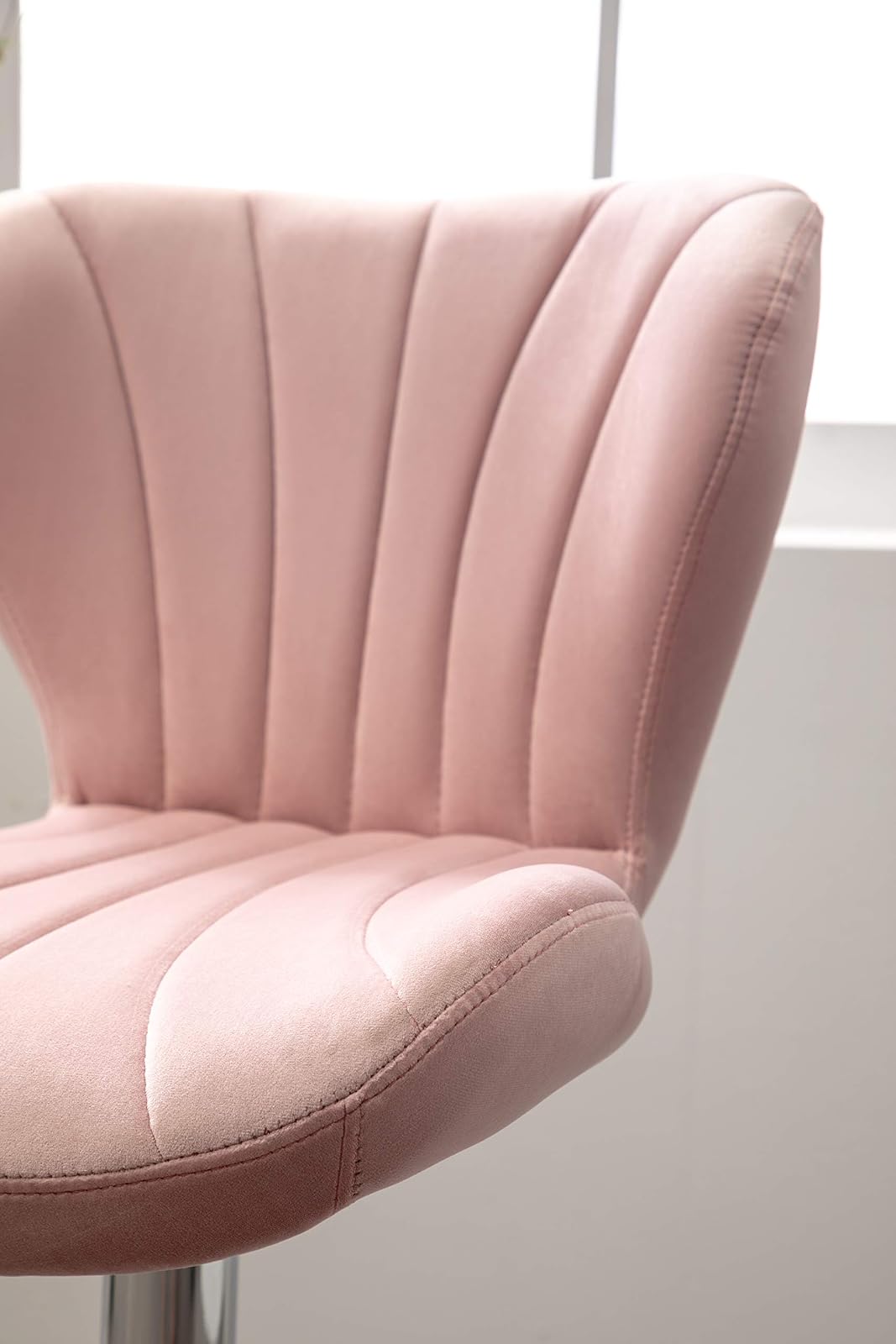 Roundhill Furniture Ellston - Taburetes giratorios de Terciopelo Ajustables en Color Rosa, Juego de 2