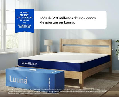 Luuna Basics 1 Colchón Individual, Colchón de Espuma de Alta Densidad, 16cm de Altura, Firmeza Media, Colchones en Caja, 1 Capa, Colchón Fresco