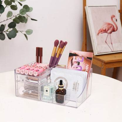 Cq Acrylic Organizador de Maquillaje Transparente 2 Cajones