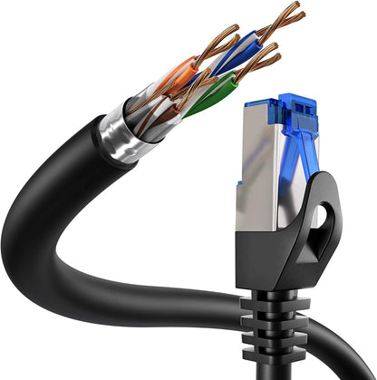 KabelDirekt – Cable Ethernet 5Gbit/s – 100ft/30m, plateado | Transmite la velocidad máxima de fibra óptica, para redes Gigabit, switches/routers/modems/plata