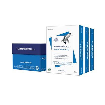 Hammermill Papel para Impresora Carta, 30% Reciclado, 5 Resmas - 3 Ream | 1500 Sheets - Letra (8.5x11)