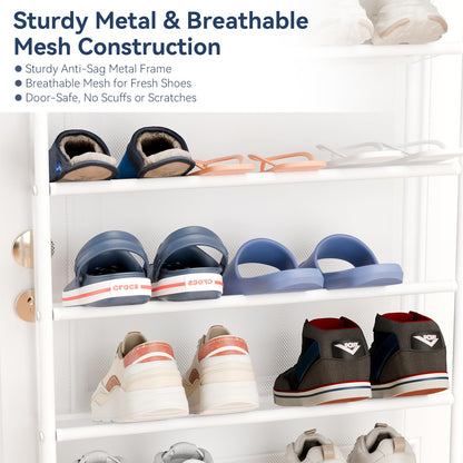 Whitmor Organizador de Zapatos 36 Pares 12 Niveles | Sobre puerta/montaje en pared, dormitorio/entrada/armario, marco metal malla, no taladrar
