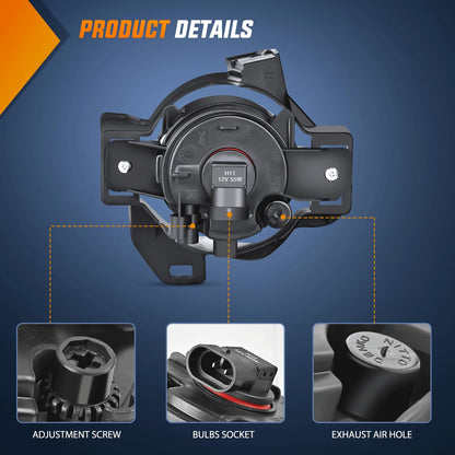 Nilight Conjunto de Luz Antiniebla Compatible con Nissan Altima 2010-2012, Lente Transparente, Bombillas H11 12 V 55 W, FOG-H70