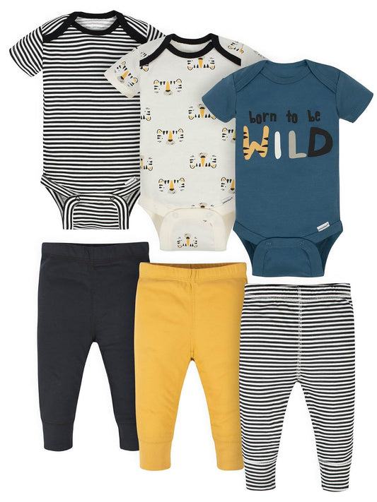 Onesies Brand Conjunto de 3 Mamelucos y 3 Pantalones, Mezcla N Match recién Nacido hasta 12 m Juego de Pantalones para bebés niños