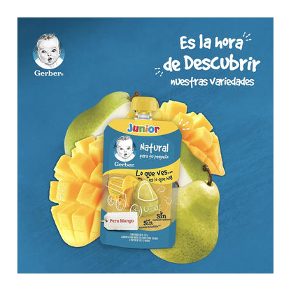 Papilla Gerber Pouch Pera Mango Etapa 4 120g Paquete de 12