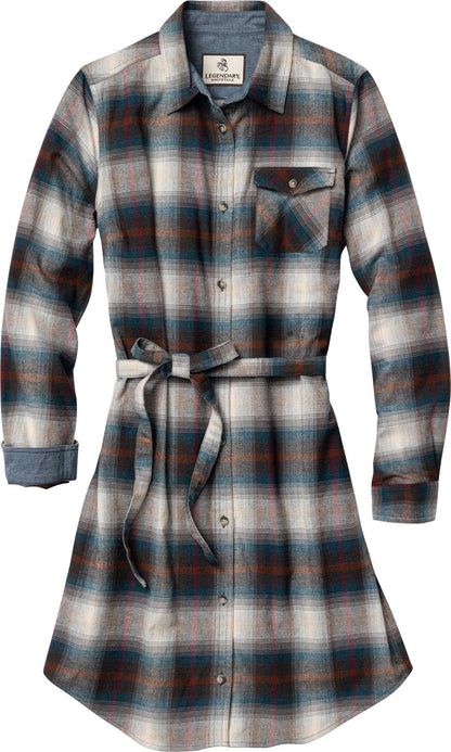 Legendary Whitetails Open Spaces Dress, Plaid Flannel Long Sleeve Button Up Tunic with Belt Vestidos Mujer