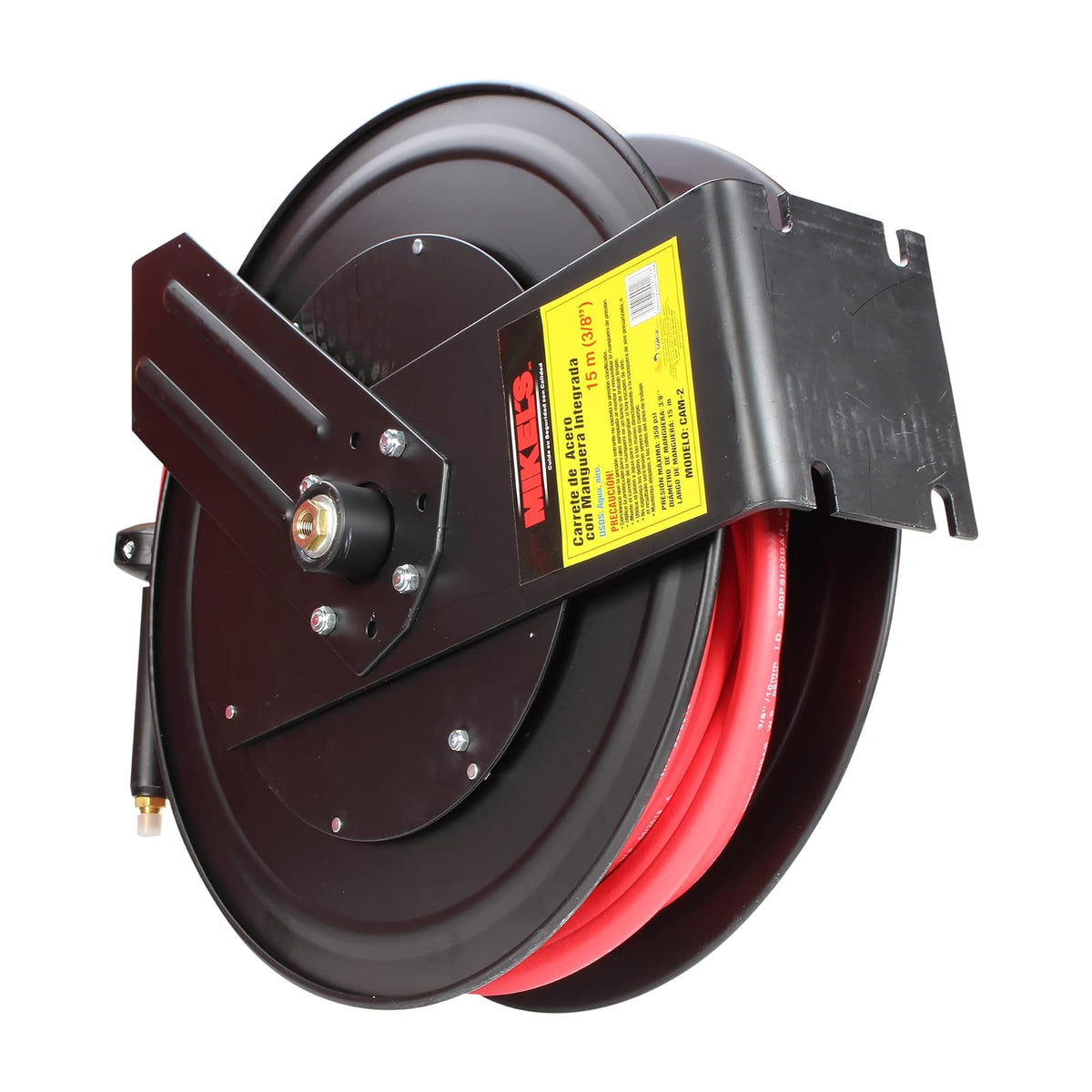 Carrete de acero con manguera 3/8” sistema retráctil 15 m