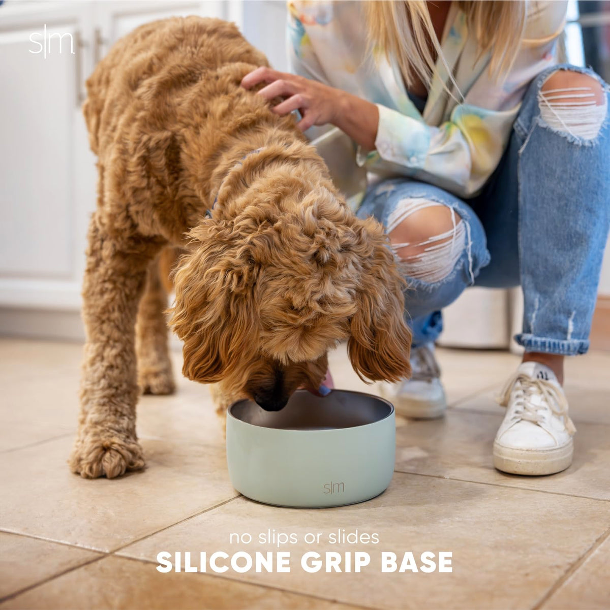 Simple Modern Acero Inoxidable El Tazón de Agua para Mascotas | Acero Inoxidable Aislado y Reutilizable Tazones de Comida para Perro Gato | Bentley Colección| Medio | Sea Glass Sage
