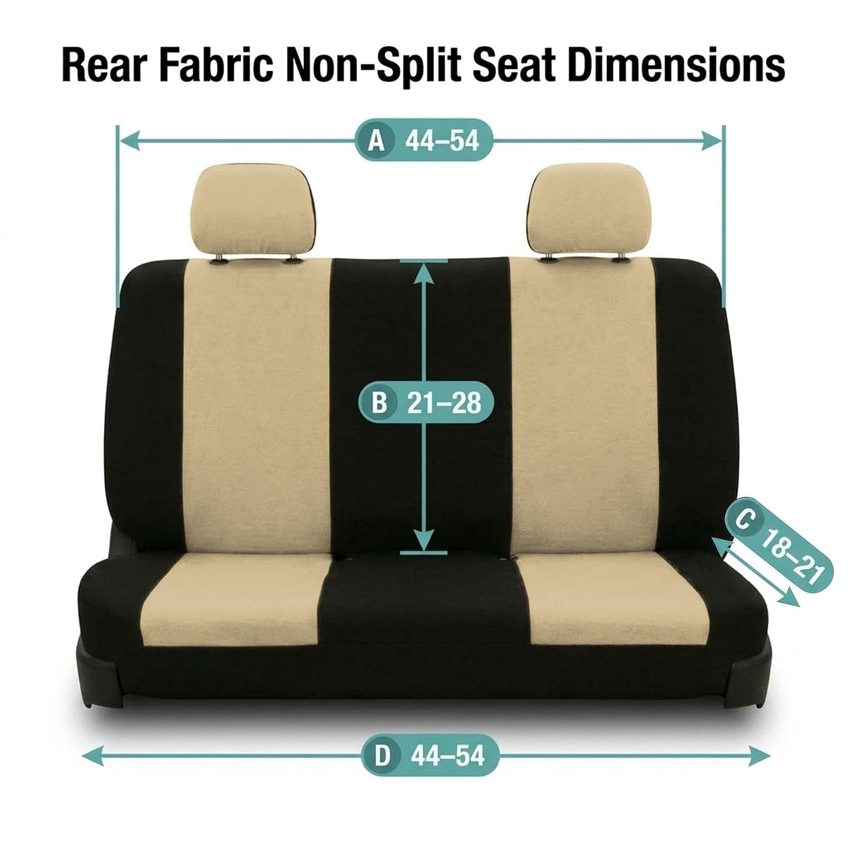 FH GROUP FB050BEIGE012 Beige Fabric Bench Car Seat Cover with 2 Headrests