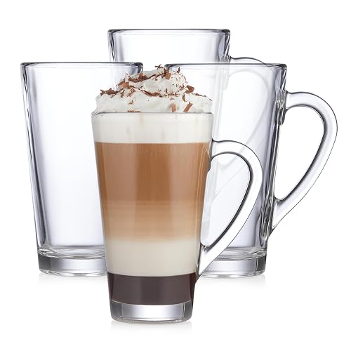 Libbey Cavana - Juego clásico de 4 tazas de café transparentes de forma cónica, aptas para lavaplatos y más