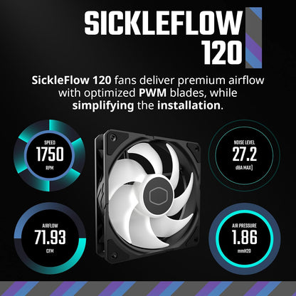 Cooler Master MasterLiquid 360L Core AIO Liquid Cooler MLW-D36M-A18PZ-R1 | 360mm, ARGB Sync, bomba de placa fría Gen S, 120mm PWM, CryoFuze 14W/mK, AMD Ryzen AM5/AM4, Intel LGA1700/1200