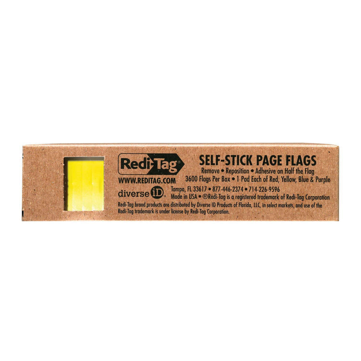 Redi-Tag 20205 Banderas de página reutilizables/extraíbles rectangulares pequeñas, 1x3/16, surtido, Paquete de 3600