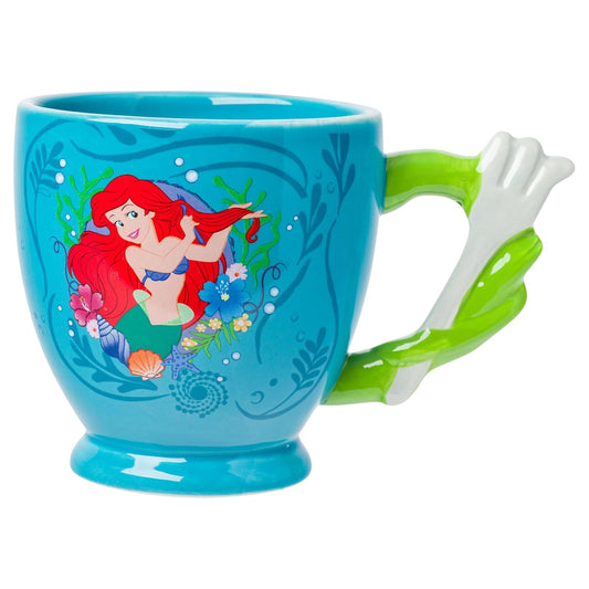 Silver Buffalo Disney Princess The Little Mermaid Ariel Dinglehopper - cepillo para polvo para el pelo con mango esculpido 3D, taza de cerámica, 20 onzas