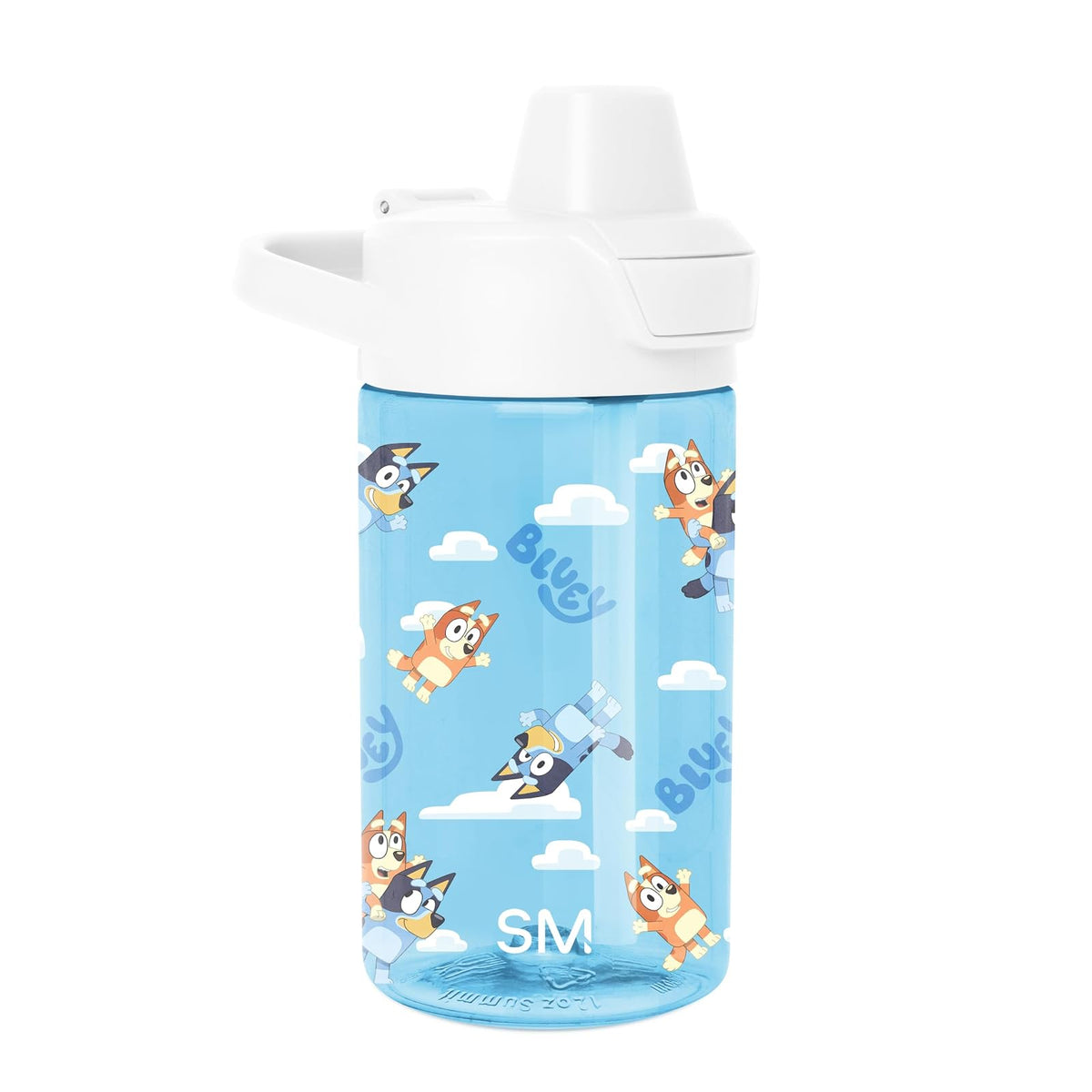 Simple Modern Bluey - Botella de agua para niños, de plástico, sin BPA, con tapa de popote a prueba de fugas, reutilizable y duradera para niños, colección Summit | 12 onzas, cielo
