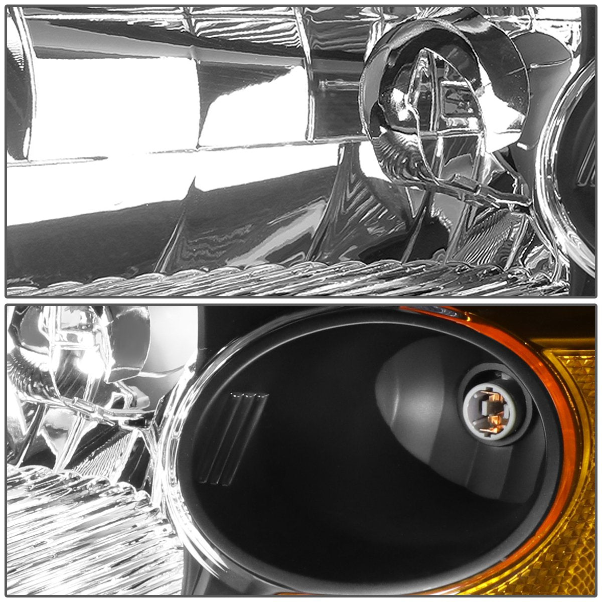 DNA Motoring HL-OH-HC01-BK-AM - Faros delanteros de repuesto color ámbar negro compatibles con Honda Civic 01-03