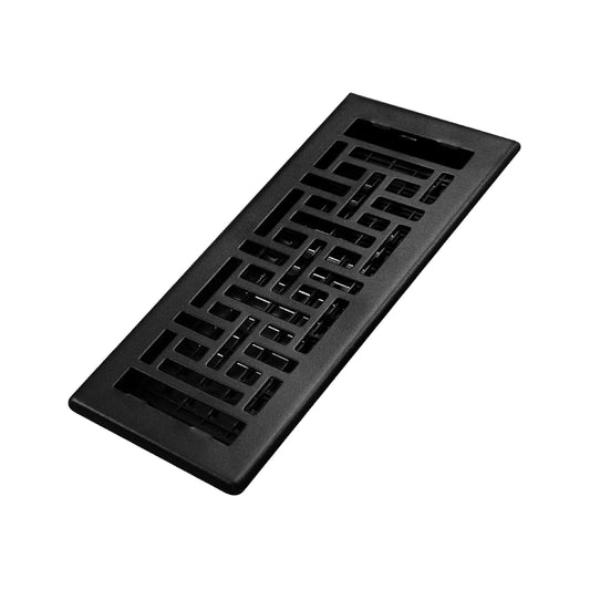 Decor Grates AJH410-BLK - Registro de suelo oriental, 4 x 10 pulgadas, negro texturizado