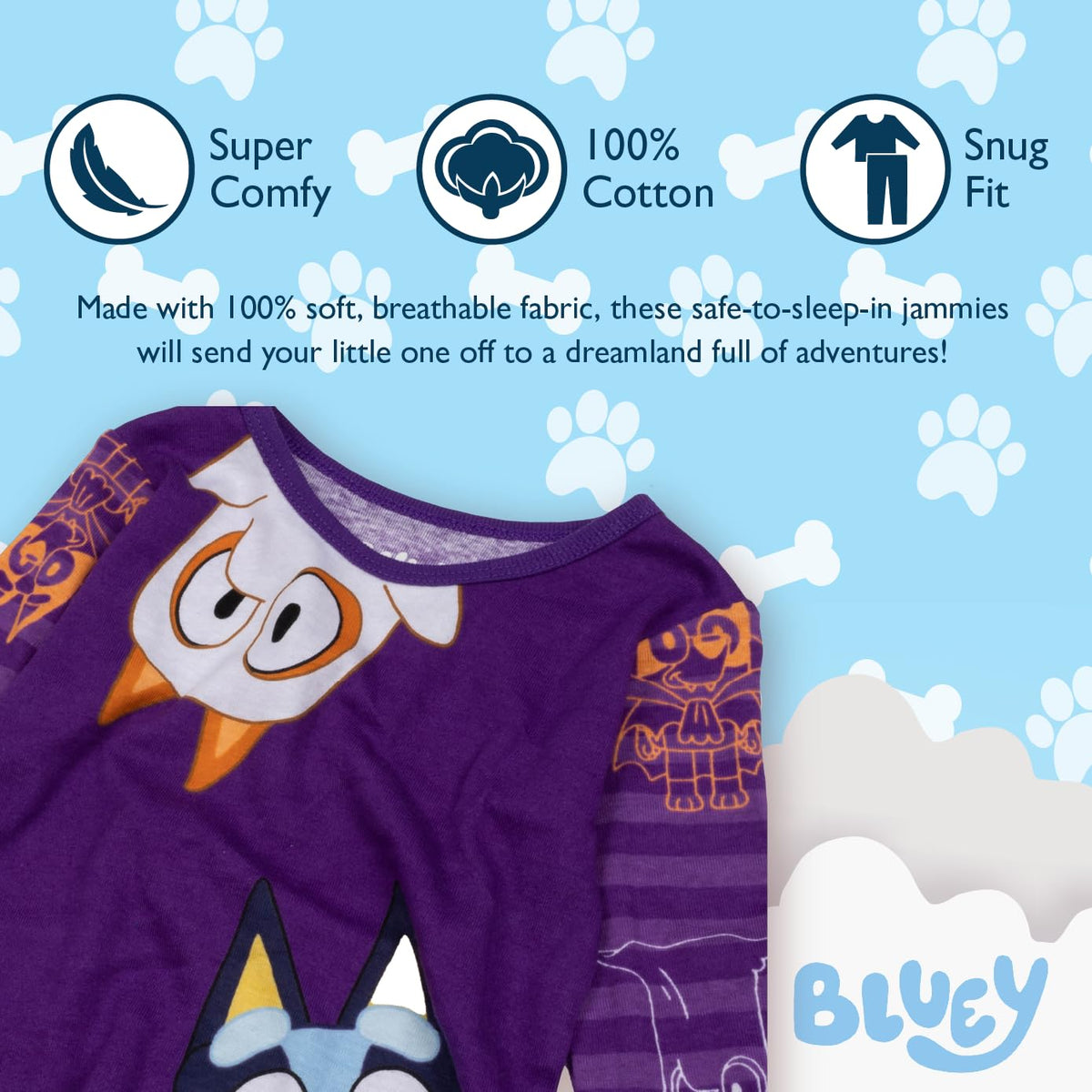 Bluey Conjunto de Pijama de algodón Ajustado de 2 Piezas Juego de Pijama para Niñas