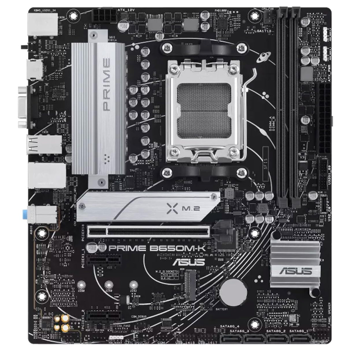 ASUS Tarjeta Madre Prime B650M-K AM5 2X DDR5 2X M.2 PCIe 4.0 USB-C Micro ATX
