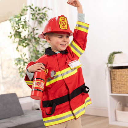 Melissa & Doug Disfraz de Bombero para Juego Imaginativo, Juego de Simulación (6 Piezas, 3-6 Años)