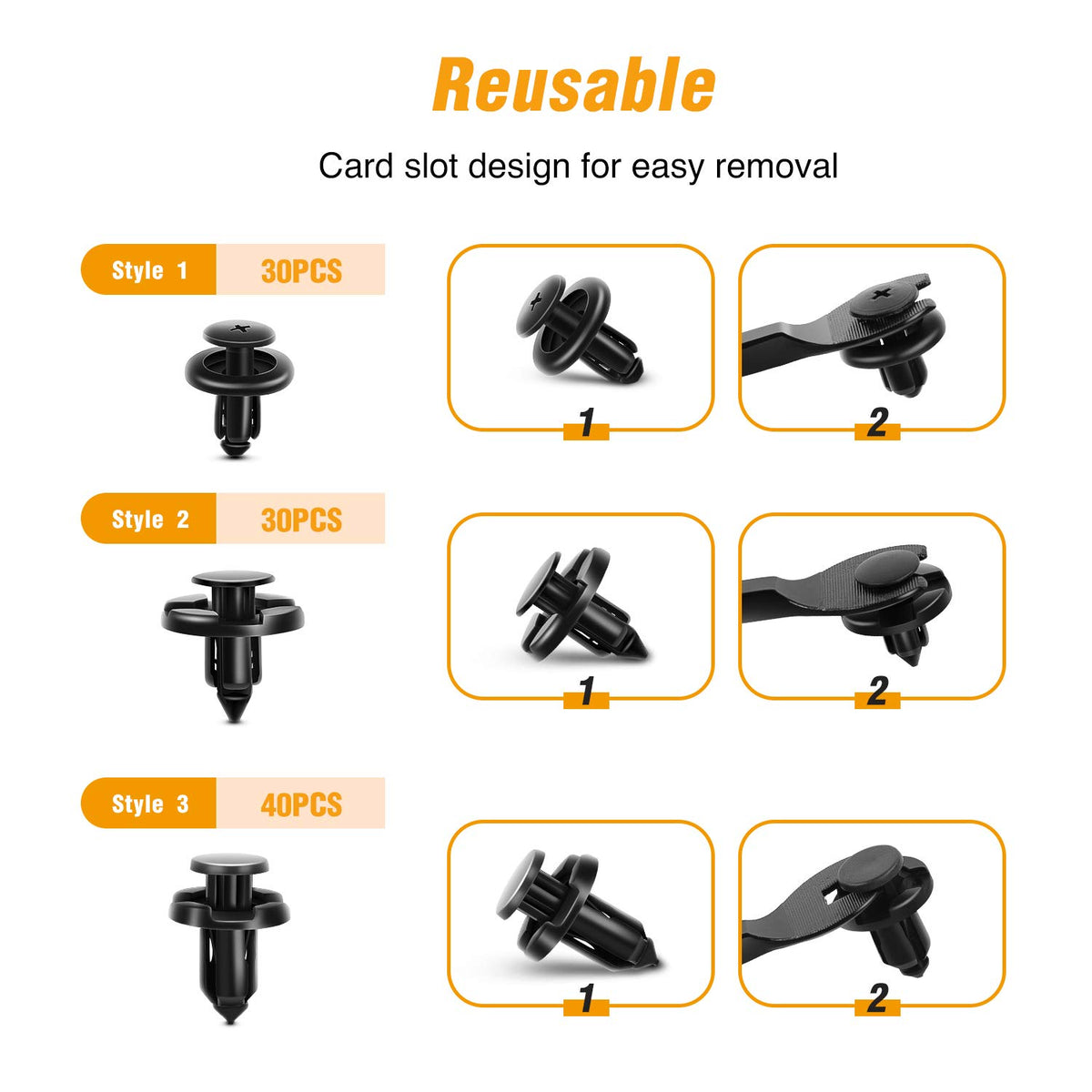 Gooacc Retenedores Tipo Empuje para Motor, Clips OEM para Toyota y Lexus, 100 Piezas con Removedor, GRC-80