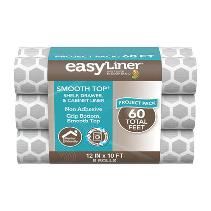 Smooth parte superior EasyLiner para armarios y cajones, fácil de instalar y cortar para ajustar, papel de estante y forro de cajón no calcomanía, forro antideslizante para estante de 12 pulgadas x 10