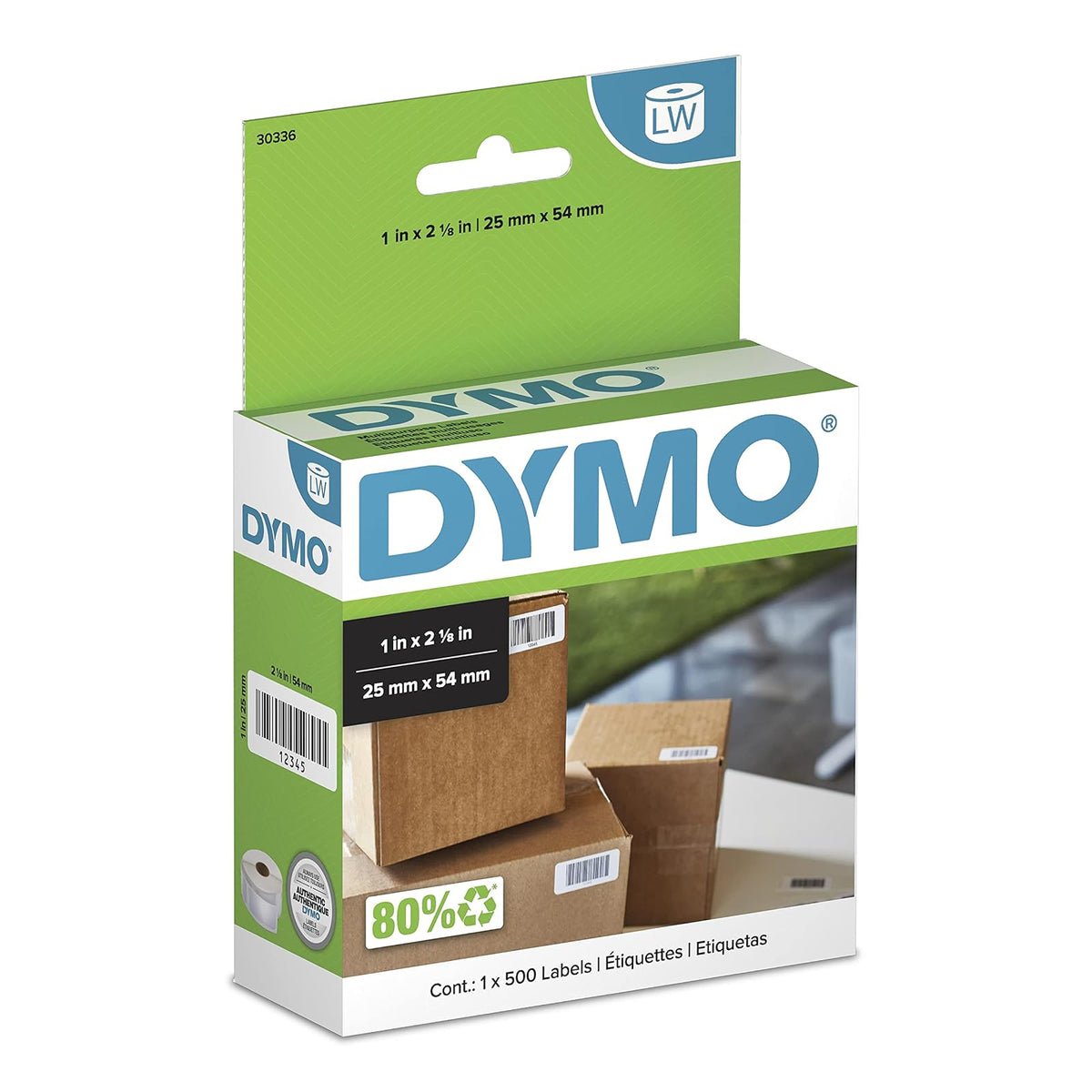 Dymo M30336 Etiqueta Uso General 1" x 2 1/8" - 1 Rolls - 1 rollo de 500 unidades - empaque estándar