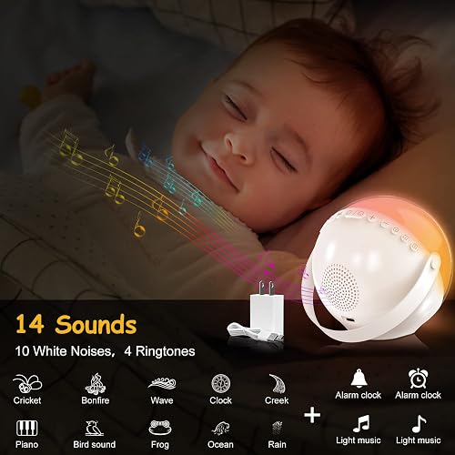 Reloj Despertador para niños para decoración de recámara, Reloj Digital para niños pequeños con Salida del Sol y Luna, máquina de Sonido de Ruido Blanco y luz Nocturna para niña/niño, Entrenador de