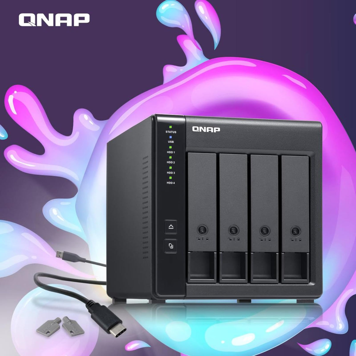 QNAP TR-004 Caja de Hardware Raid/Das USB 3.0 Tipo C (5Gbps) de 4 bahías, Compatible con HDD SATA de 3,5 "y SSD SATA de 2,5". Unidad de expansión para computadoras Windows, Mac, Linux o QNAP NAS
