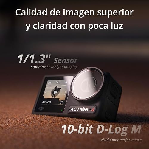 DJI Pack Estándar Osmo Action 4, cámara de acción 4K/120 fps | Sumergible, sensor de 1/1.3 pulgadas, gran rendimiento con poca luz, color D-Log M de 10 bits, batería 1770 mAh